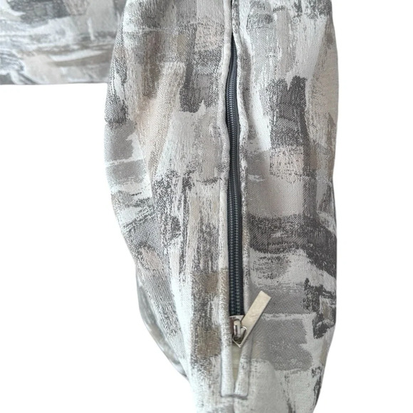 High end woven canvas neutral beige gray strokes throw decorative pillow covers - Picture 4 of 4